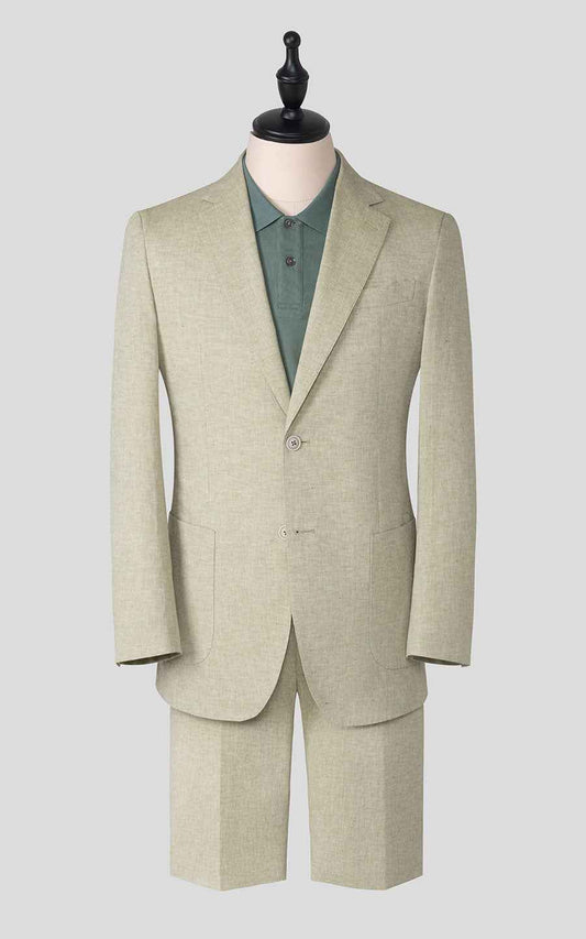 mens custom suits Khaki Linen Men's Casual Suit Set - Bespoke Fit