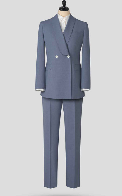 Men's Blue Double-Breasted Business Suit