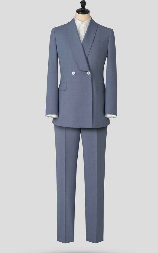 Men's Blue Double-Breasted Business Suit