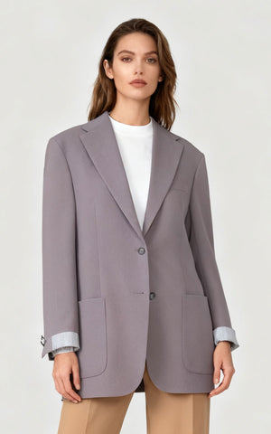 Custom Business Suit Men | Custom Blazer Gray Women Tailored Business Jacket — WIAI Made-to-Mea... | WIAI Custom Suits - Main View