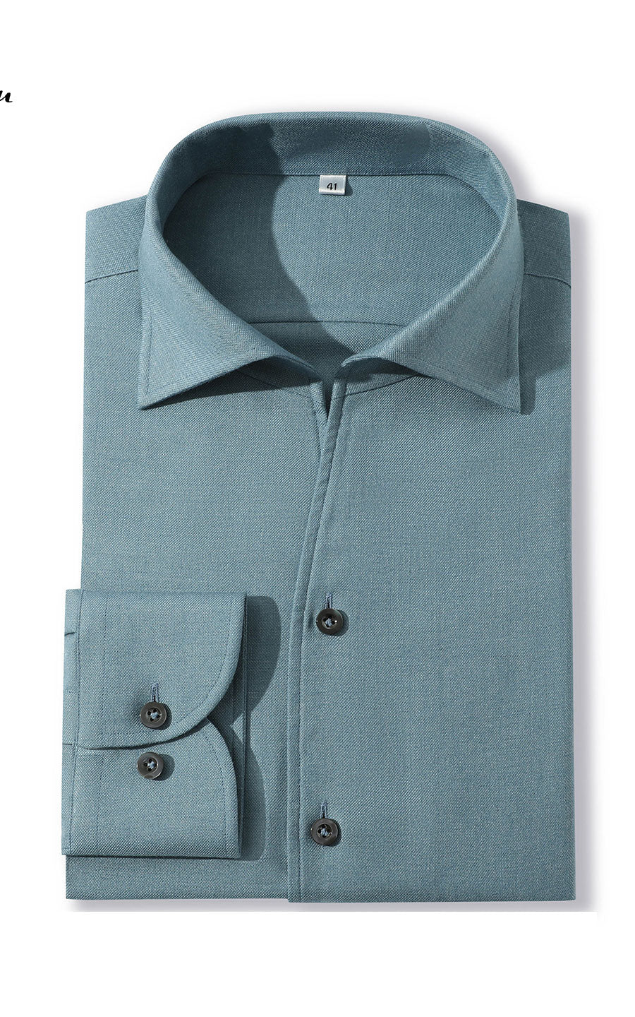 Men's celadon dress shirt front - modal flannel blend