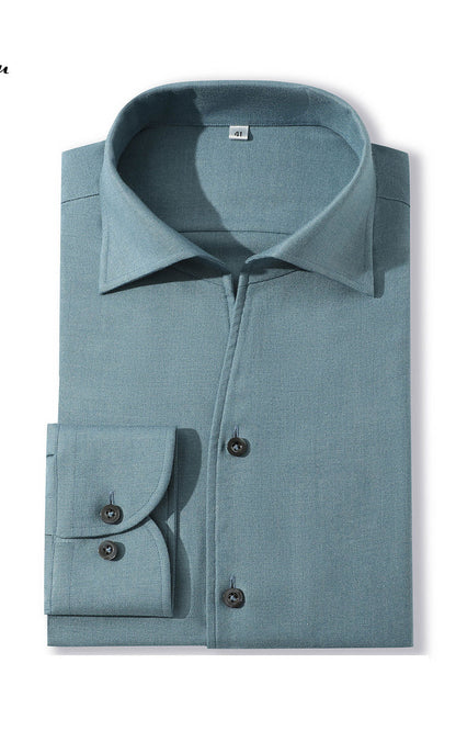 Men's celadon dress shirt front - modal flannel blend