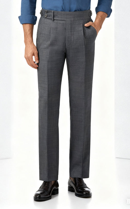 Grey Plaid Dress Pants - Premium Tailored Trousers