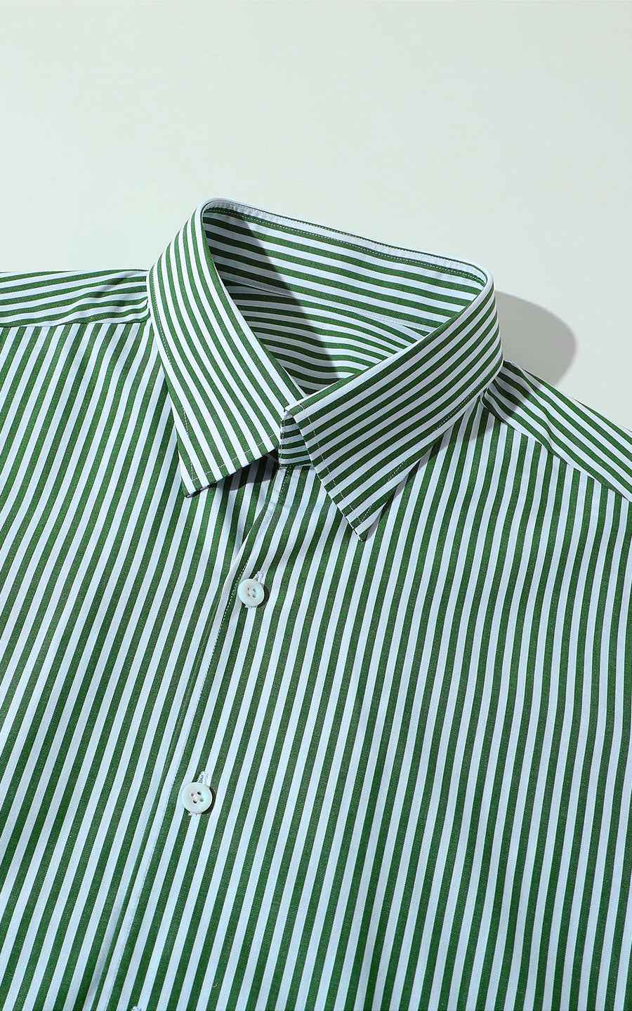 Green & White Striped Business Casual Shirt