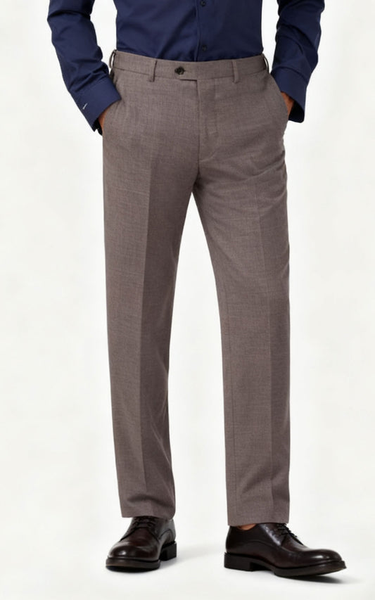 Light Brown Stretch Suit Pants - Premium Quality