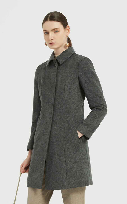Charcoal Gray Women's Coat Textured Button-Front Style