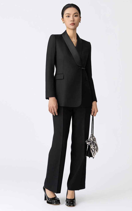 Women's Black Professional Blazer Suit Set