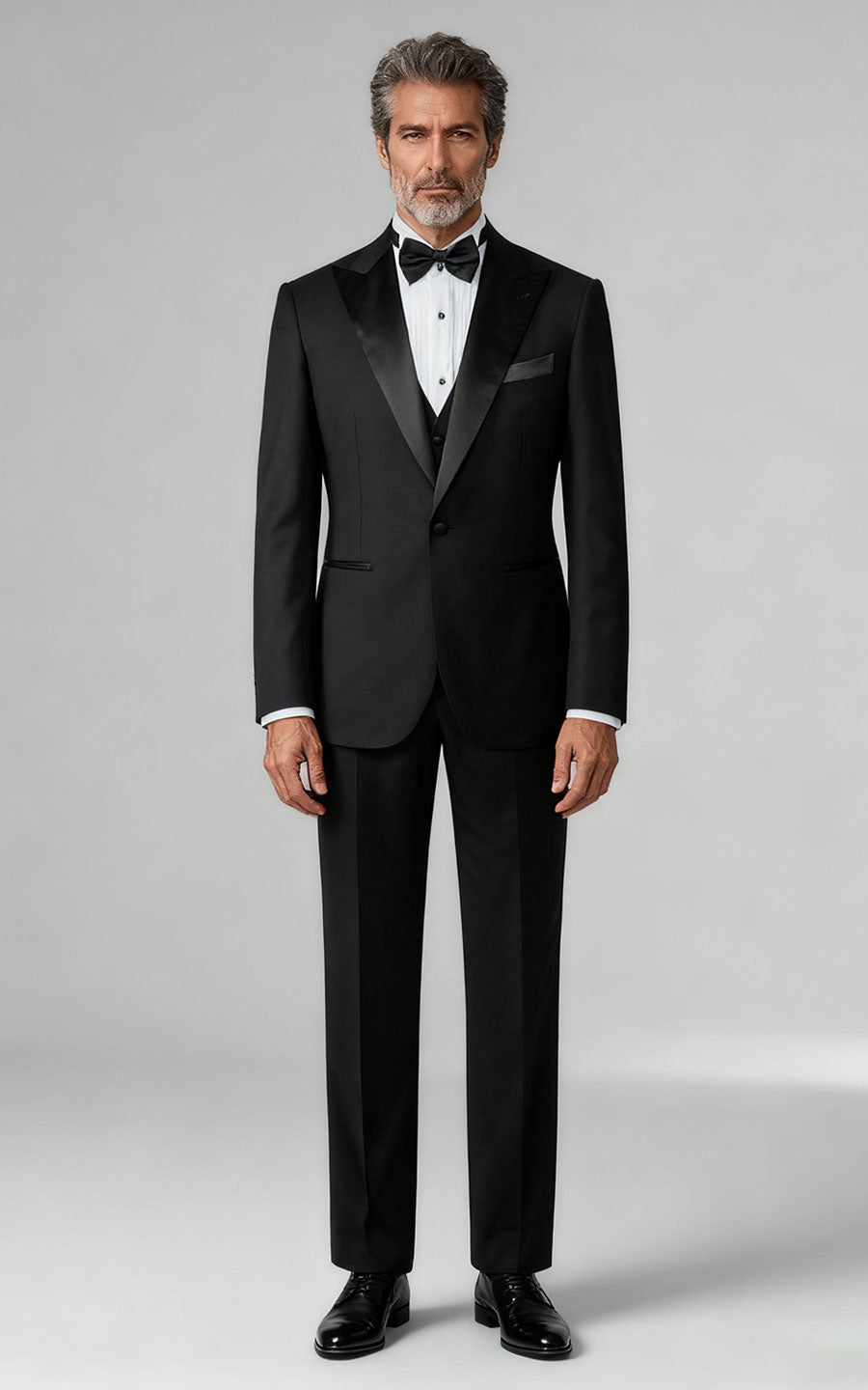 Black Satin Custom Tuxedo - Formal Business Suit