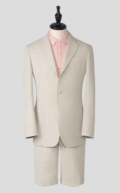 WIAI Men's Beige Linen Casual Suit Set - Tailored Fit