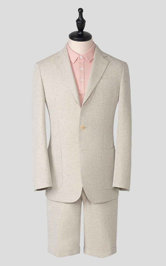WIAI Men's Beige Linen Casual Suit Set - Tailored Fit