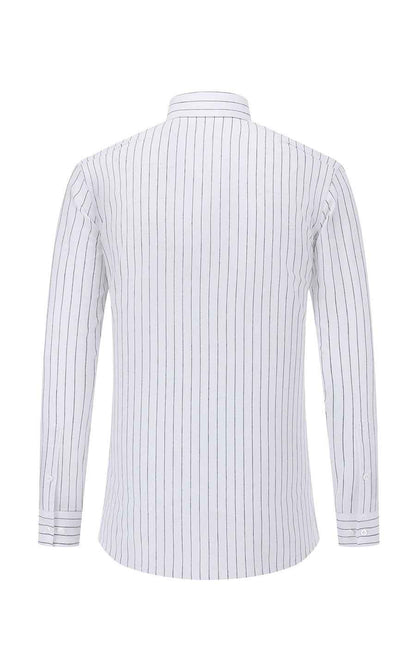 Classic White Striped Men's Casual Shirt - Premium