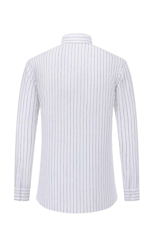 Classic White Striped Men's Casual Shirt - Premium