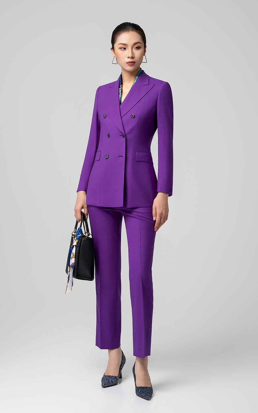 Women's Purple Double-Breasted Business Suit Set