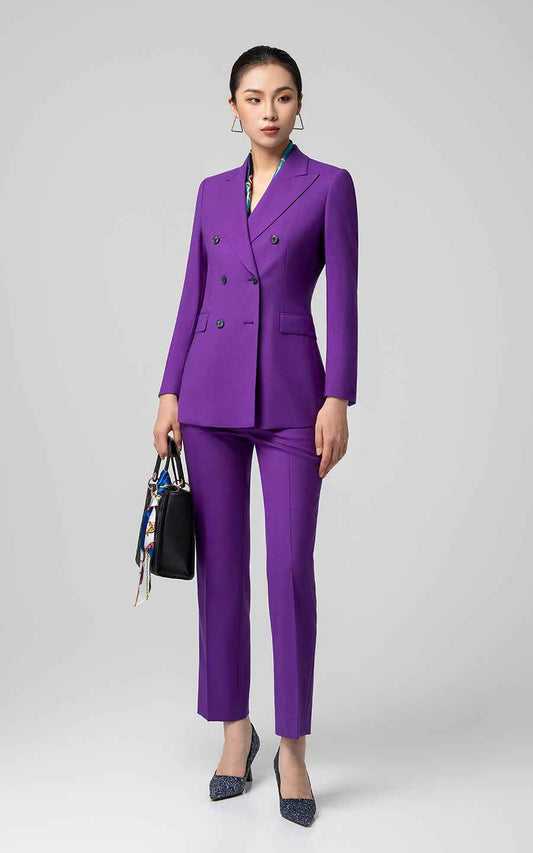Women's Purple Double-Breasted Business Suit Set