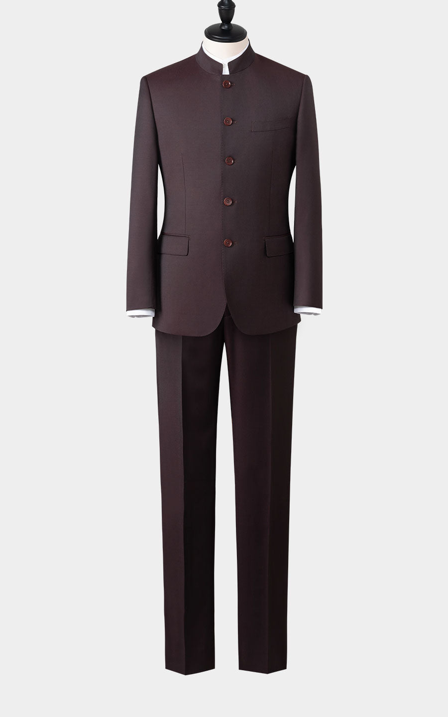 Wine red custom Chinese formal dress tailored suit style