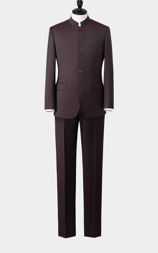 Wine red custom Chinese formal dress tailored suit style