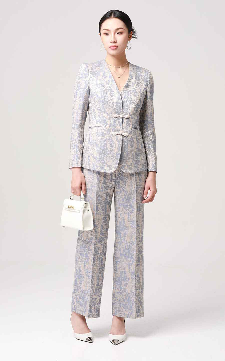 Elegant Floral Print Two-Piece Suit Set