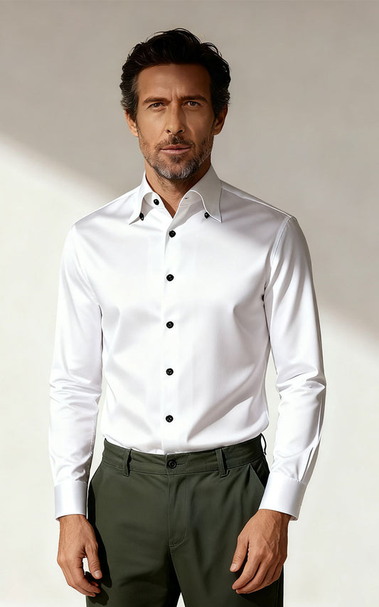 Custom White Acetate Men's Dress Shirt - Premium Quality