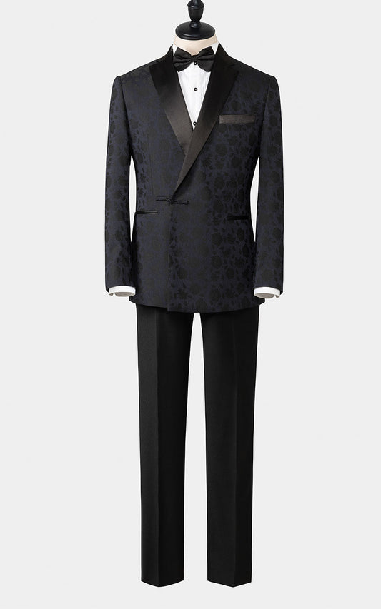 Men's Navy Moire Tuxedo - Custom Elegant Formal Wear