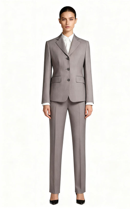 Professional Women's Business Suit - Gray Tailored Set