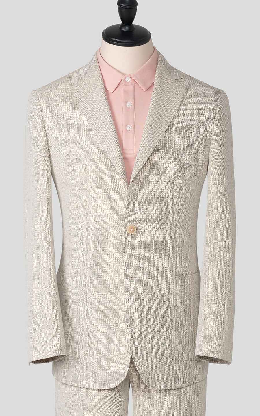 Men's Light Beige Linen Tailored Suit - Casual Blazers