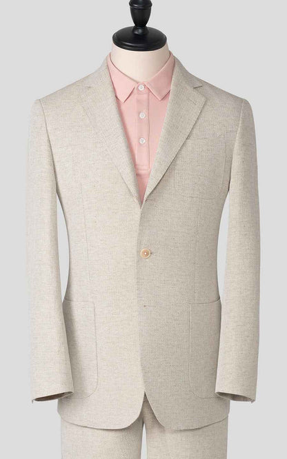 Men's Light Beige Linen Tailored Suit - Casual Blazers