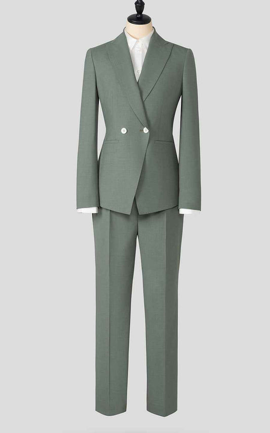 Sage Green Double-Breasted Suit Set