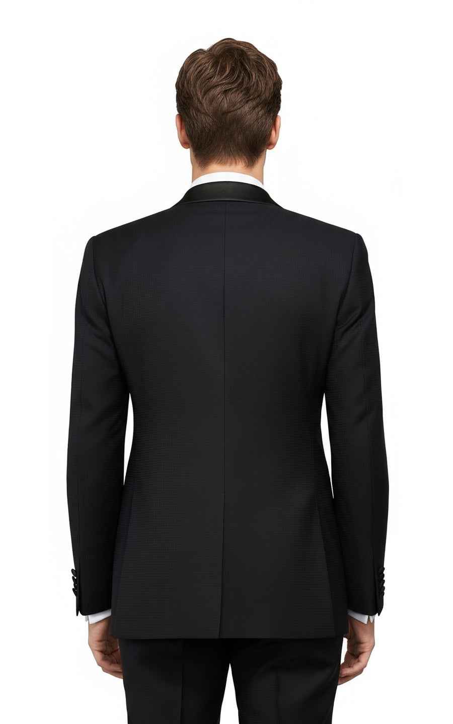 Men's navy blue shawl collar custom formal dress suit coat