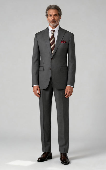 Medium Grey Twill Suit - Custom Business Formal