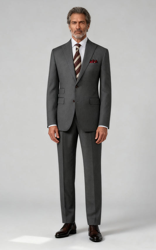Medium Grey Twill Suit - Custom Business Formal