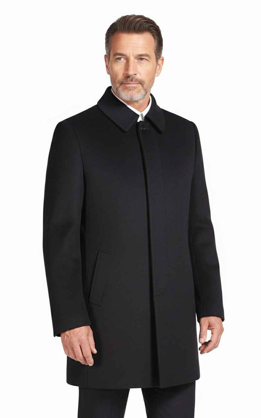 Black custom casual men's wool business coat