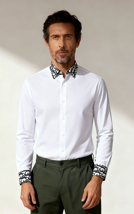 Custom White Shirt with Black Stripes - Tailored Fit