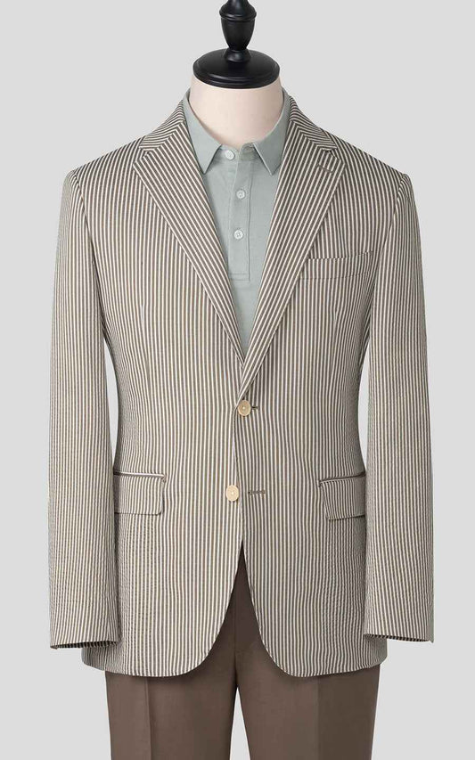 WIAI Brown White Striped Blazer - Premium Casual Jacket