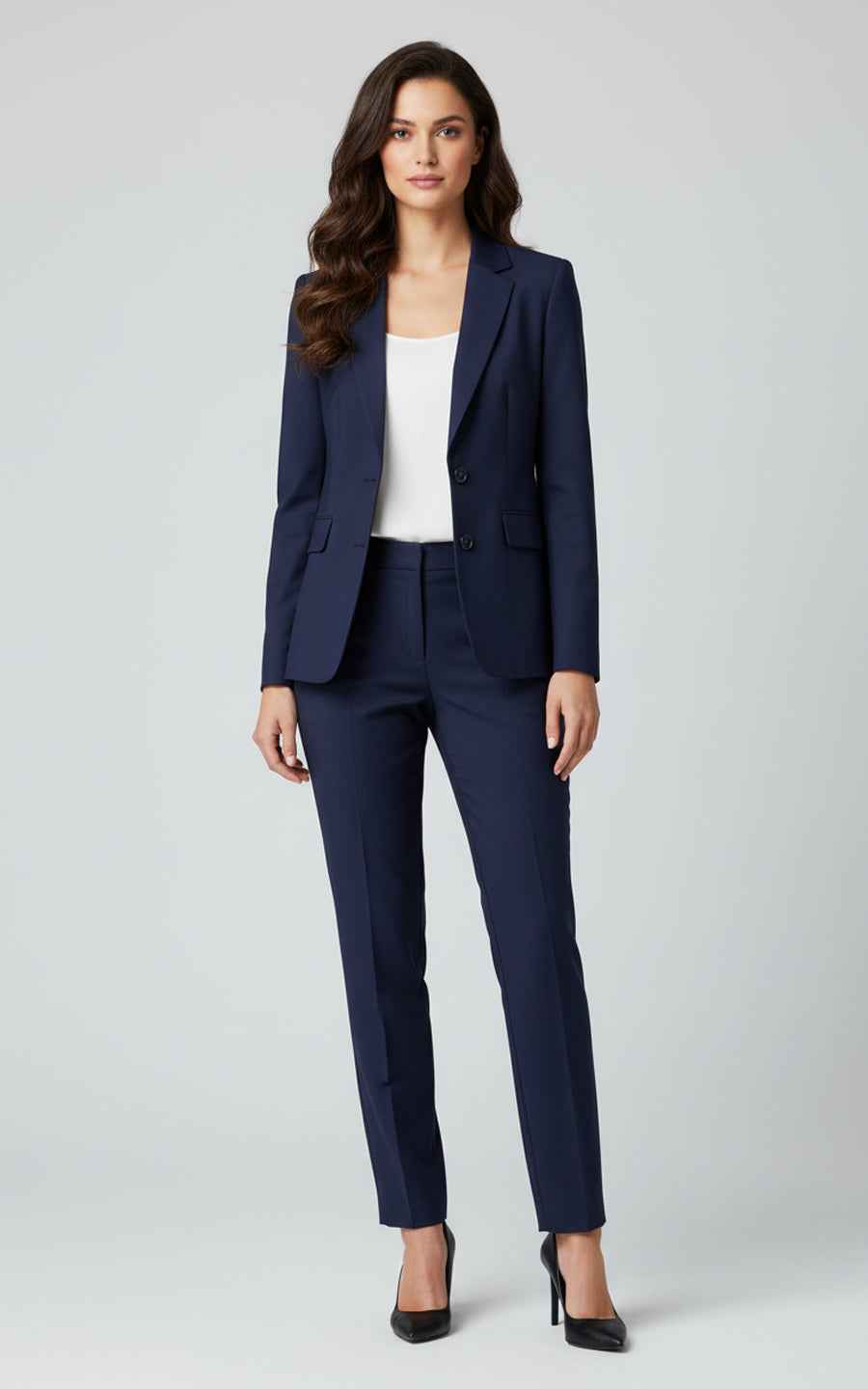 Navy Blue Women's Tailored Suit Set