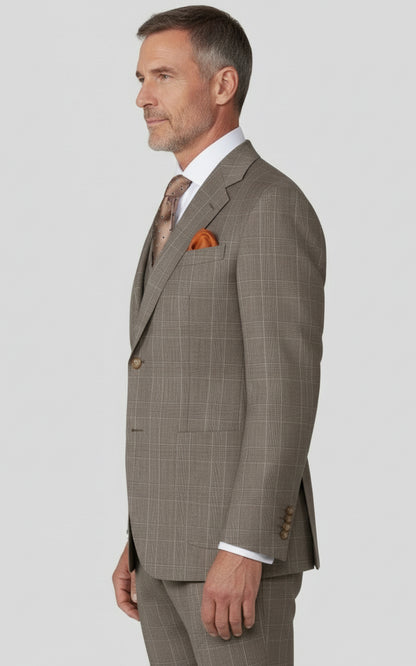 Light Brown Check Casual Blazer Custom Made Mens Suit