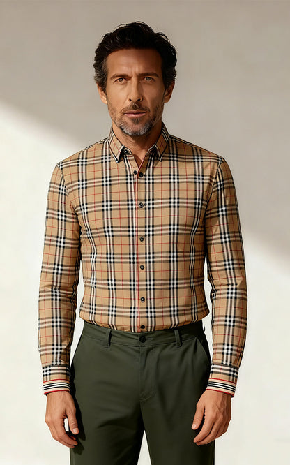 Men's Two-Tone Plaid Casual Shirt - Custom Tailored