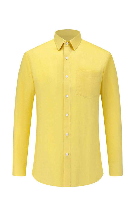 Rich Yellow Linen Long Sleeve Casual Shirt - Louisville