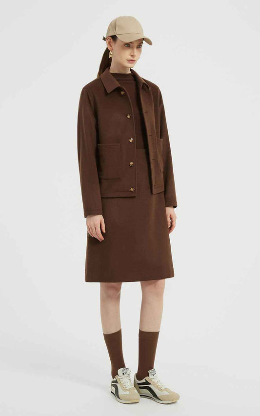 Brown Wool Co-ord Set - Jacket & Skirt | Modern Style