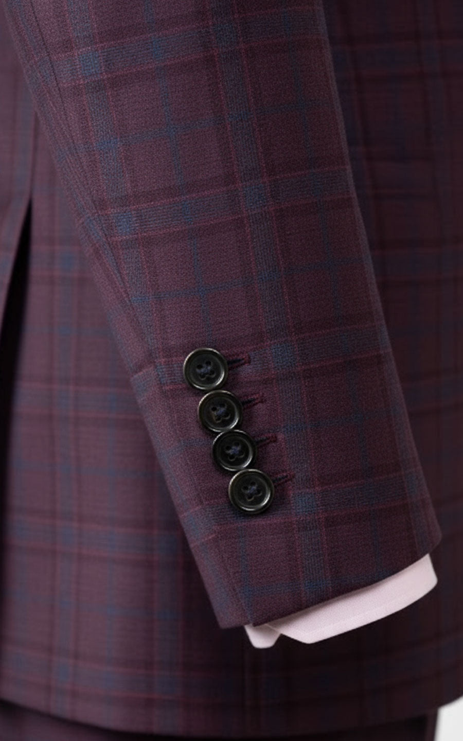 Custom Purple Plaid Suit Men Wool Formal Wedding Wear