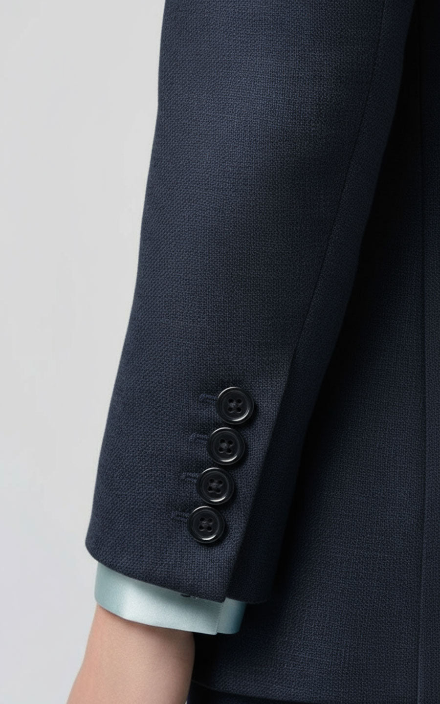 Mens Chinese Style Custom Suit Blue Black Silk Brocade Formal Wear