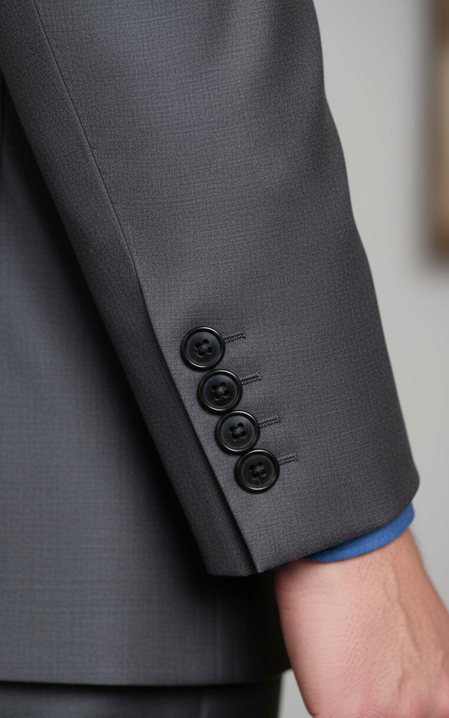 Custom Gray Business Suit Set Men Tailored Wool