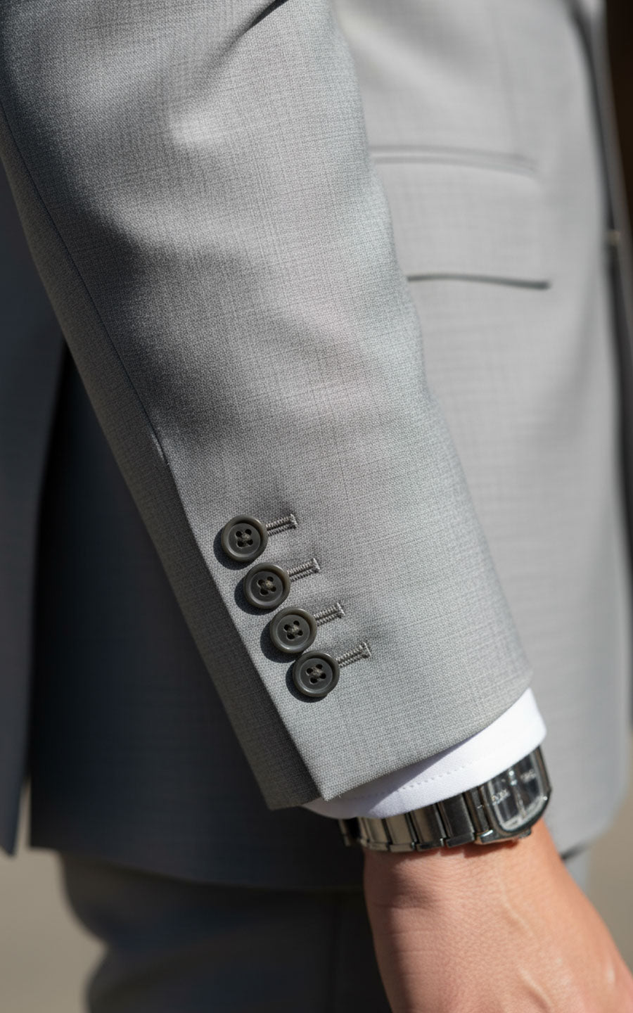 Washable Grey Stretch Business Suit Set Custom Tailored Mens