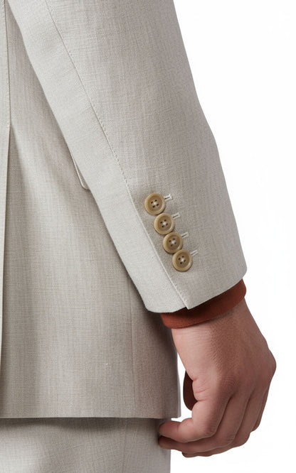 Custom Tailored Beige Linen Suits Mens Formal Wedding Wear Jacket