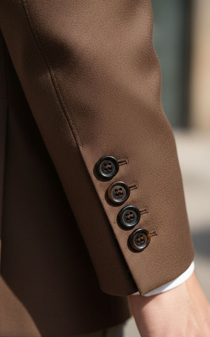 Mens Custom Tailored Dark Brown Wool Blazer