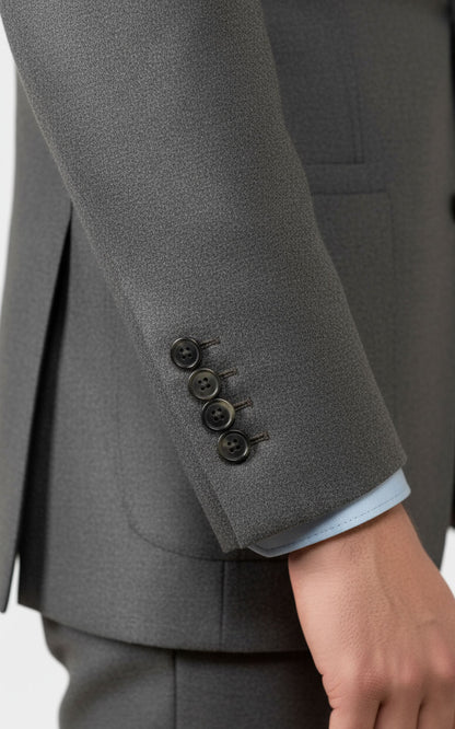 Custom Gray Silk Flannel Stretch Business Suit Set for Men