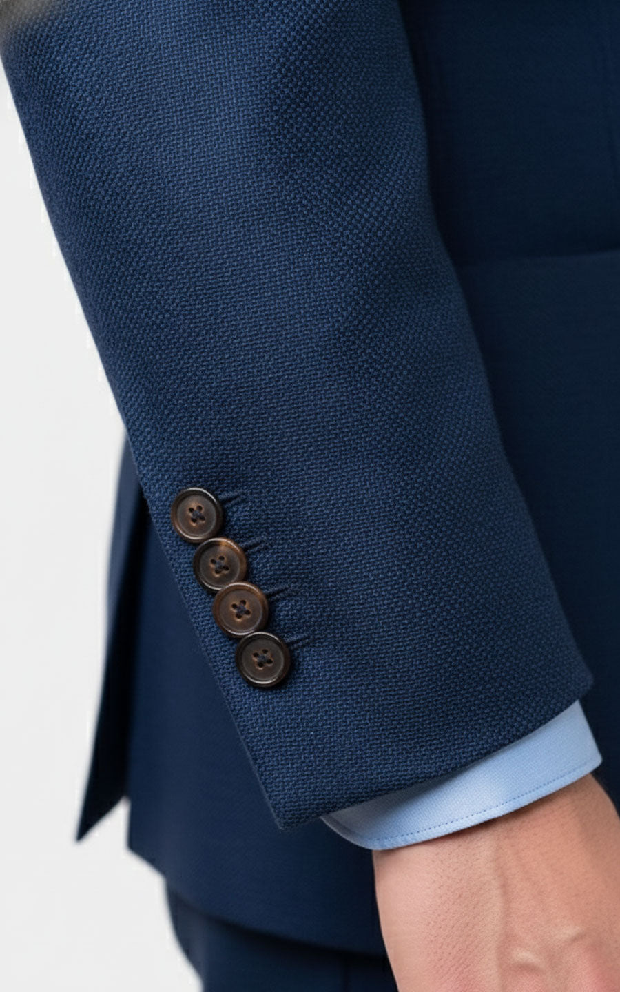 Mens Blue Birdseye Custom Business Suit Set Custom Made