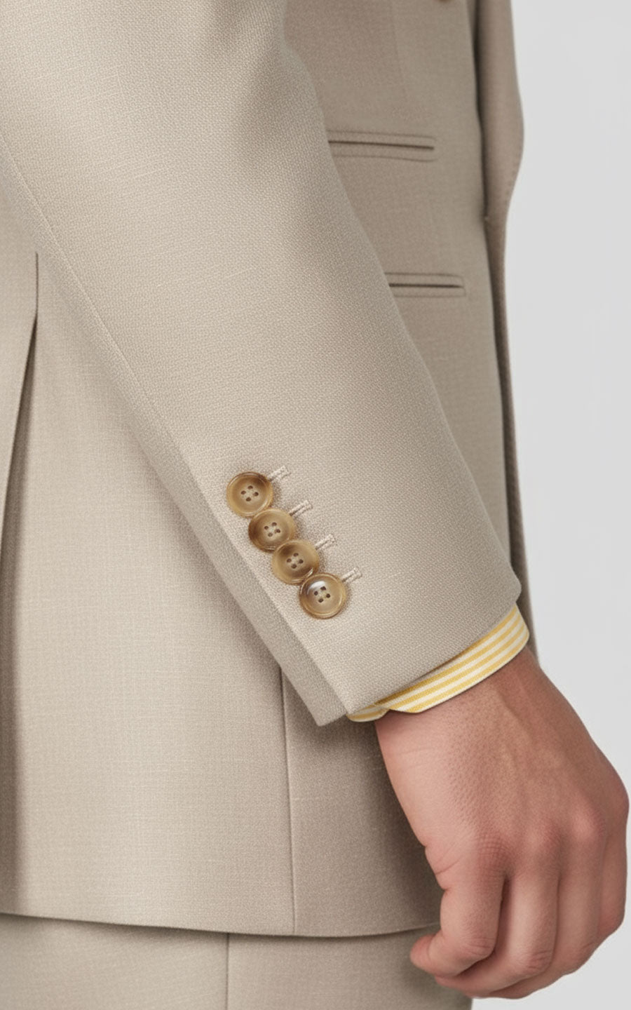 Mens Custom Tailored Light Khaki Suit Set Business Two Piece