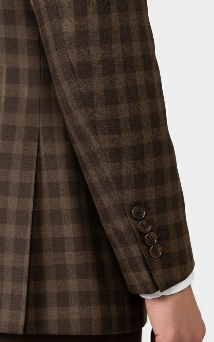 Custom Mens Casual Brown Plaid Wool Blazer Suit Jacket