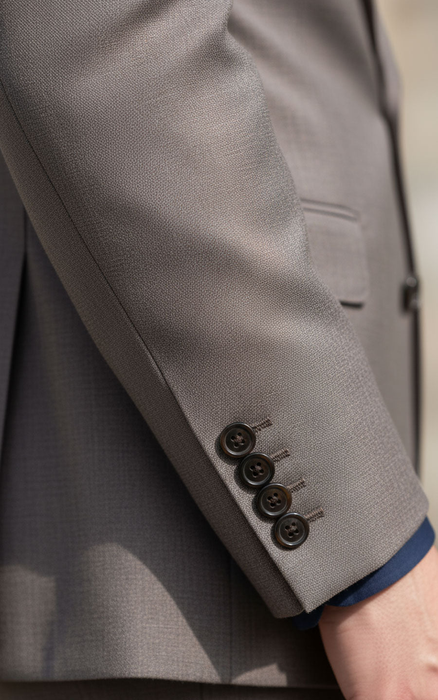 Men Light Brown Twill Custom Suit Set Business Wedding Suit