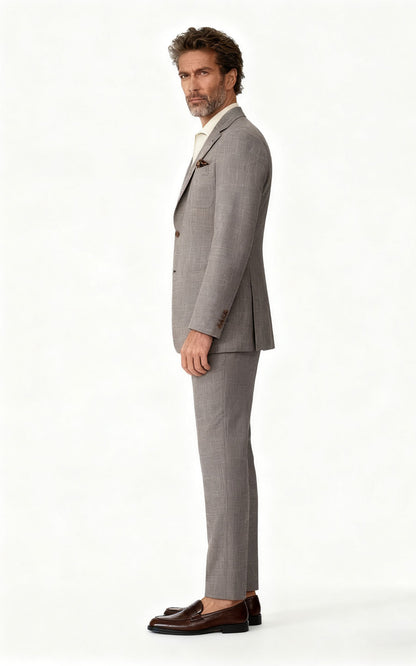 Custom Suit Gray Wool Linen Silk Blend - Tailored Fit